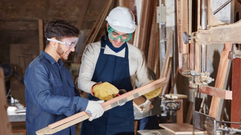 An apprentice working in a workshop