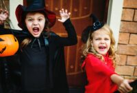 two young children dressed in scary halloween costume