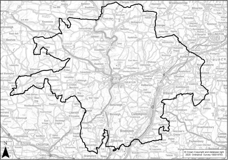 Catchment area for replacement site in Cullompton/ Tiverton/ Willand