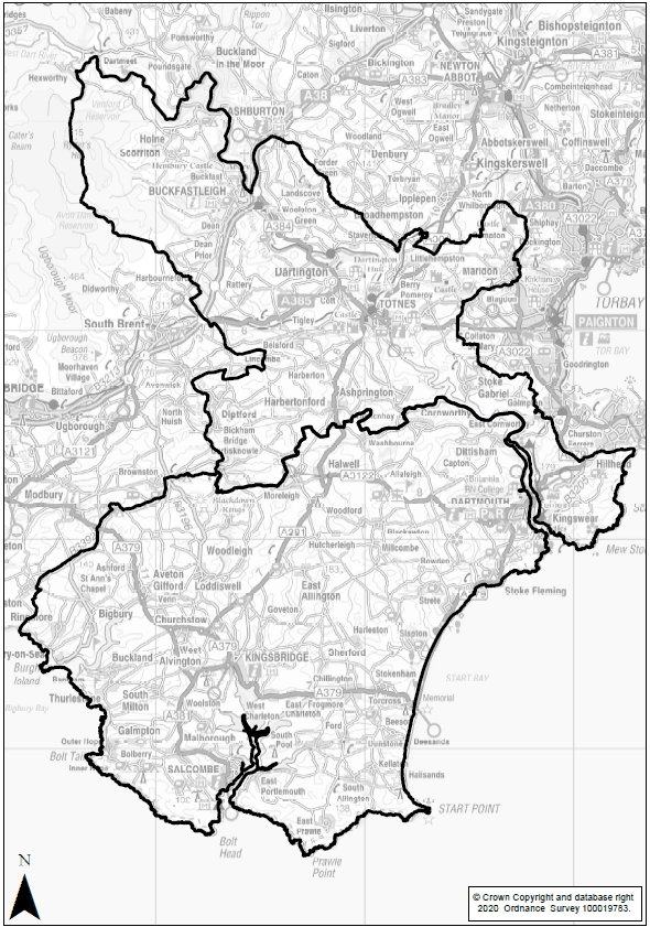 Catchment area for replacement site in Kingsbridge/ Totnes/ Dartmouth