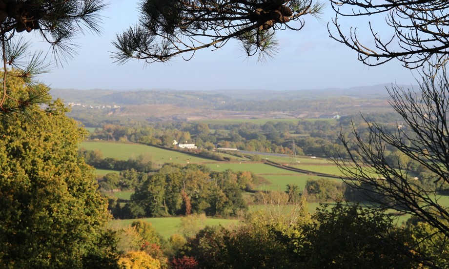 View north-east from Highweek Church grounds towards the low lying Bovey Basin. GPS Coordinates: 285137, 72123