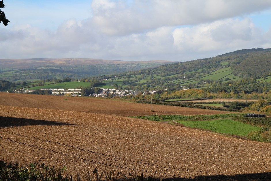 Devon Character Area 21 View south-west from lane at Coombe Cross towards Ashburton, the A38 and rising Dartmoor foothills, GPS Coordinates: 278203, 70682