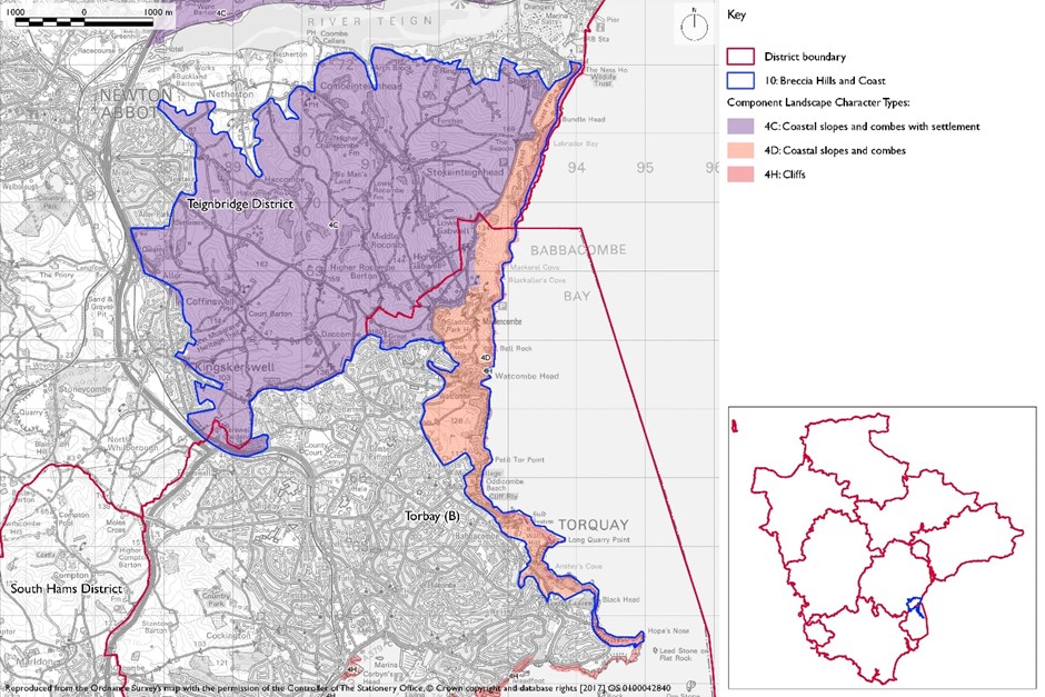 Devon Character Area 10 Breccia Hills and Coast Map