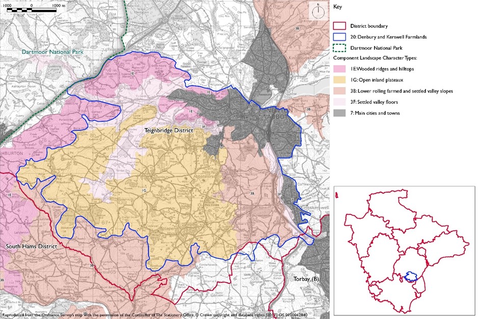 Devon Character Area 20 Denbury and Kerswell Farmlands Map
