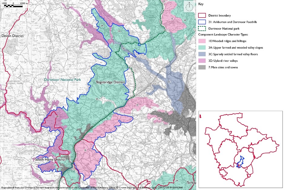 Devon Character Area 21 Ashburton & Dartmoor Foothills Map