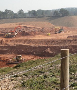 Blackhill Quarry pictured with diggers