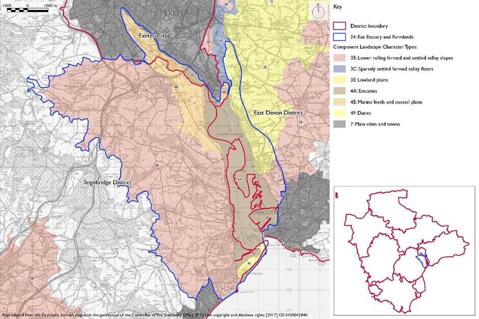 Devon Character Area 24: Exe Estuary and Farmlands Map