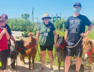 Staff and clients with ponies