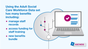 Laptop. Using the adult social care workforce dataset has many benefits. Manage staff records, access funding for training, new benefits bundle