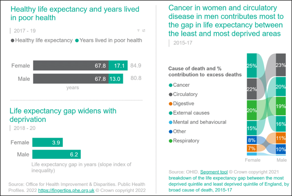 Health and life expectancy gaps and underlying causes in Devon