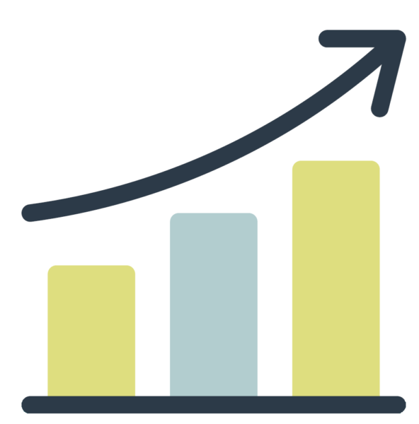 Decorative graphic showing a chart going upwards.