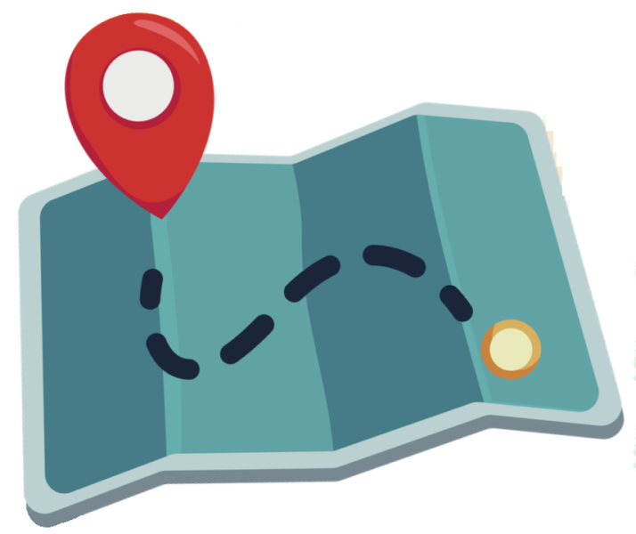 Decorative graphic showing an abstract map with pointers.