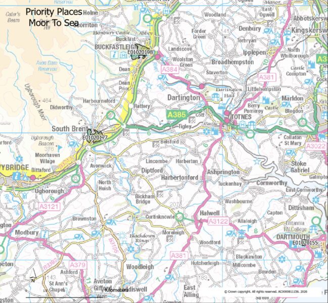 Map showing the Lower Super Output Areas making up the Moor to Sea priority place