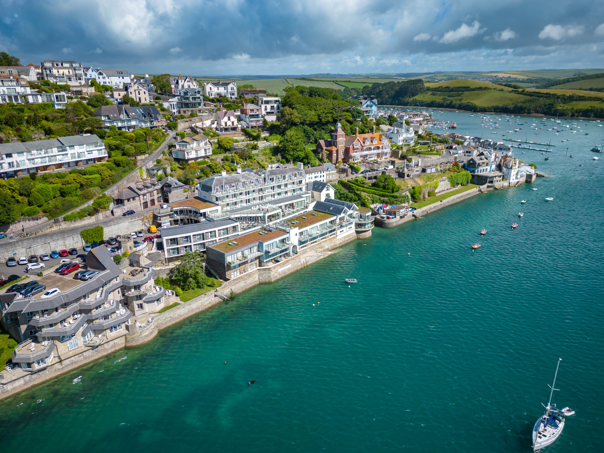 The hotel at the edge of the sea, seen from the air