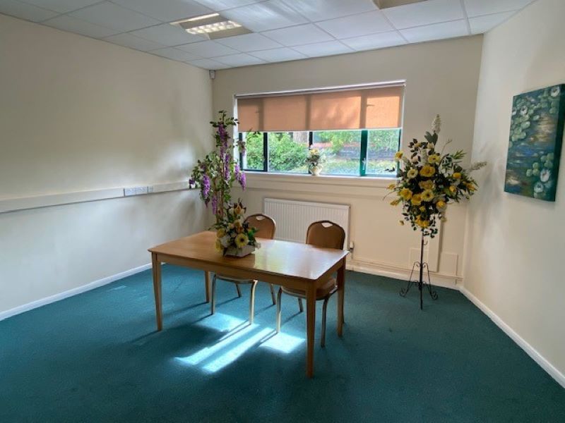 The ceremony room at Teignbridge Registration Office.