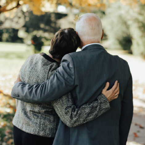 elderly couple in a park