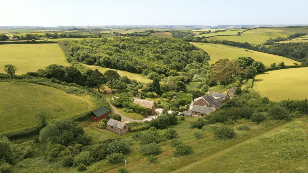 An aerial view of the Dittiscombe Estate