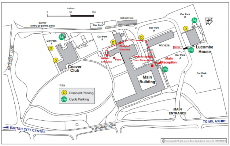 A map of the County Hall campus amended to show additional information for registrars purposes.