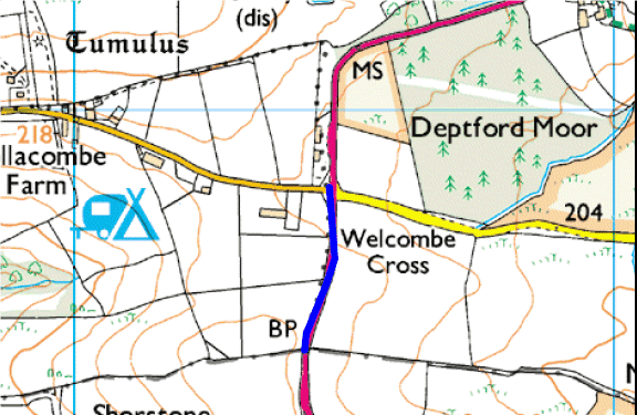 MAp showing section of A39 treated by Cornwall Council