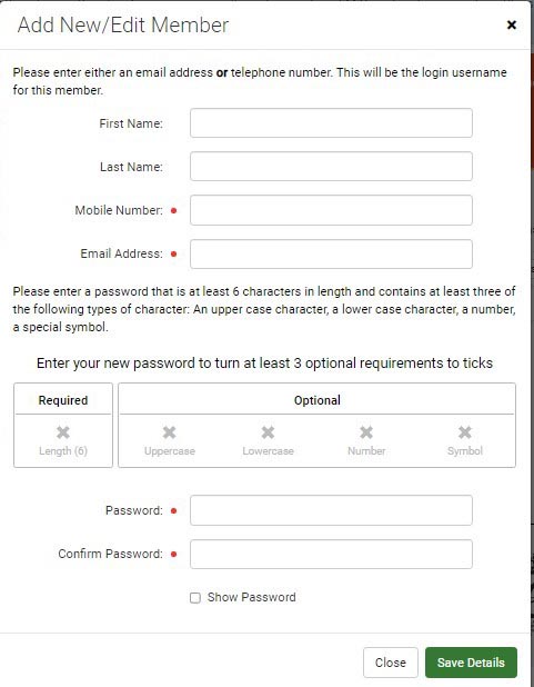 Screenshot of MiPermit add or edit member where you can set up an additional person.  