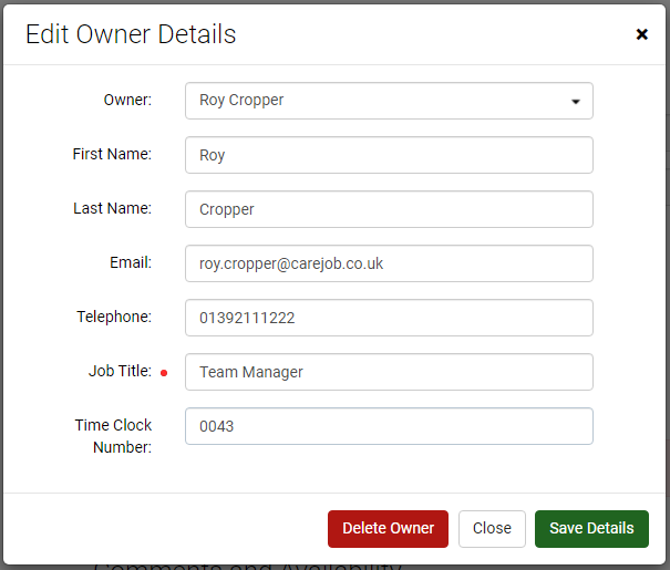 Screenshot of the MiPermit screen to edit the details of a permit holder