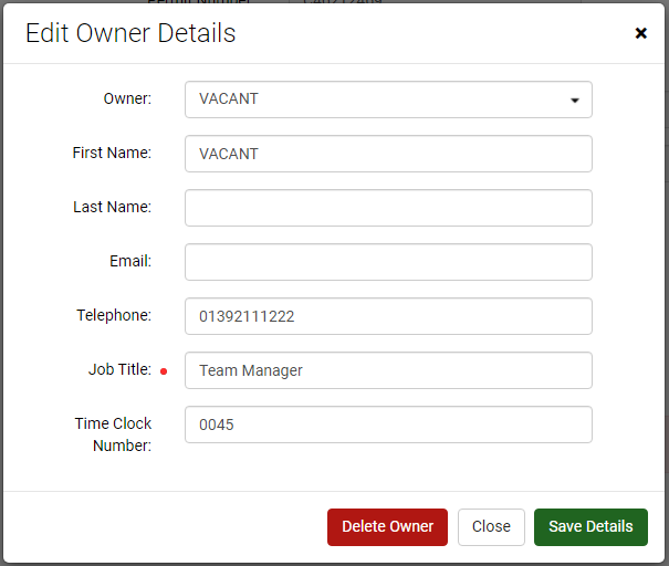 Screenshot of the MiPermit screen to edit the details of a permit holder.  This is a vacant permit which is ready to be assigned.
