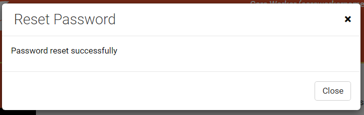 Screenshot of MiPermit message - password reset successfully
