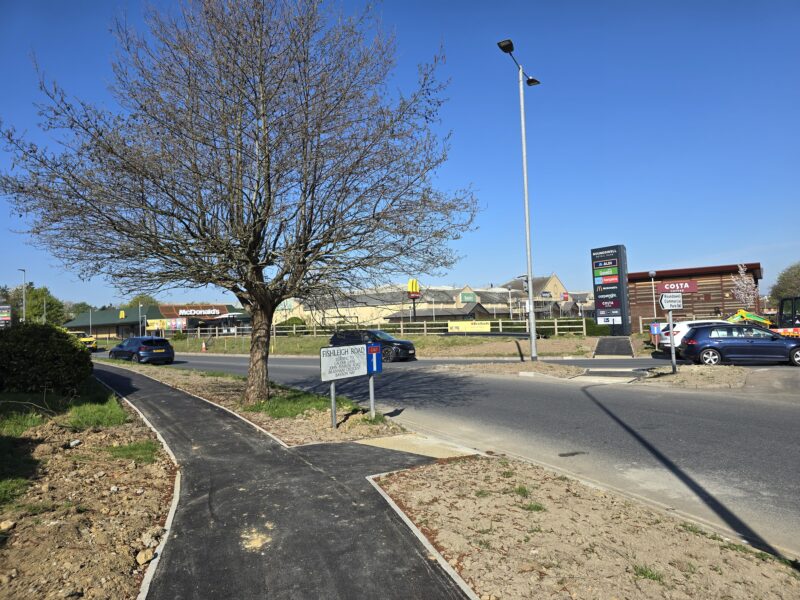New footpath and crossing across Fishleigh Road.