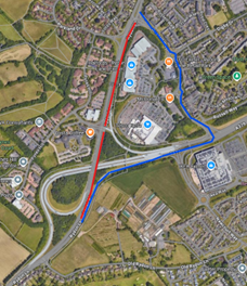 Map image illustrating the Rydon Lane southbound diversion route,