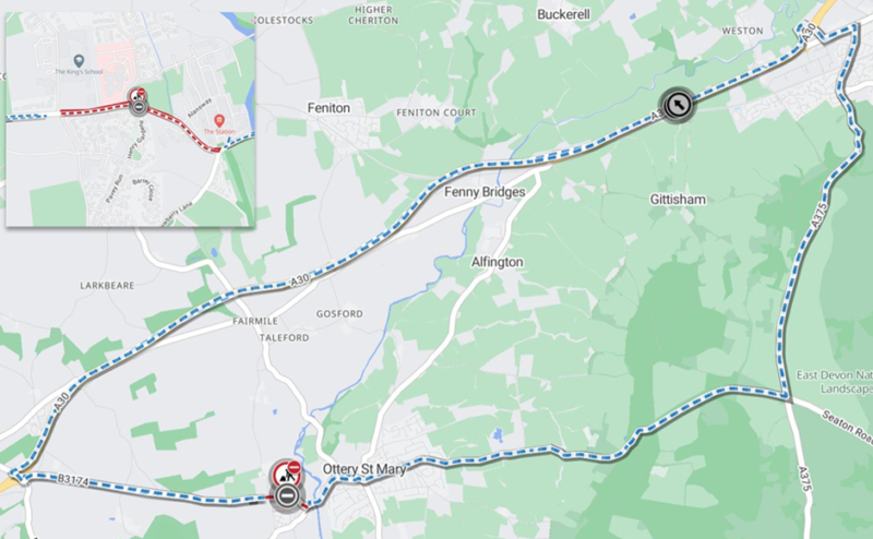 This map shows Barrack Road will be closed from Friday 19 to Thursday 25 June 2026