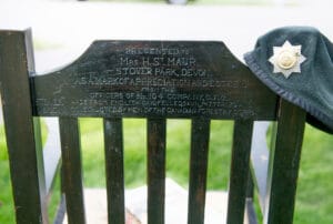 Carved wooden chair given to St Maur