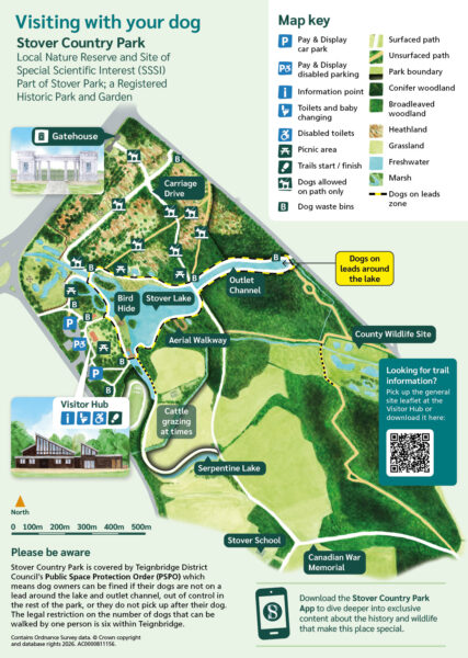 A map containing information for visitors who want to bring their dog