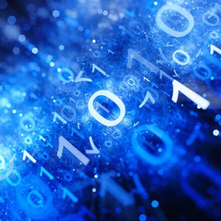 A series of zeros and number 1s on a blue background