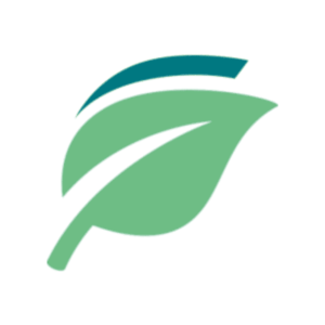 Graphic of a pale green leaf in front of a dark green leaf