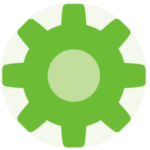 An illustrated image of a gear or cog