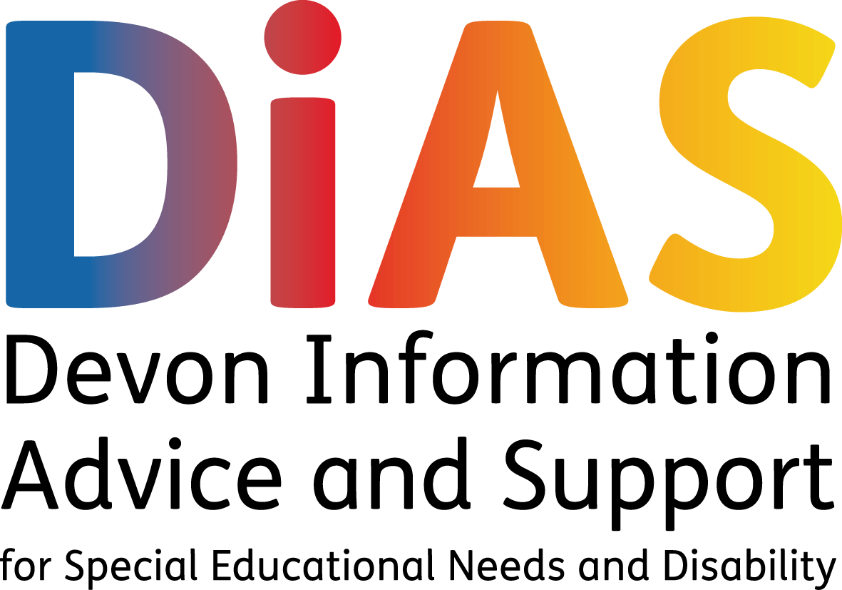The letters D i A and S in purple, red, orange and yellow respectively with the words Devon Information Advice and Support for Special Education Needs and Disability in black underneath