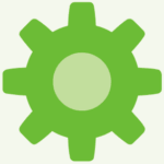 A graphic of a green-coloured cog