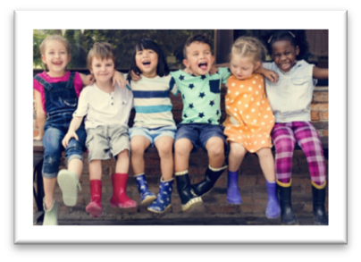 Nursery children sitting in a row