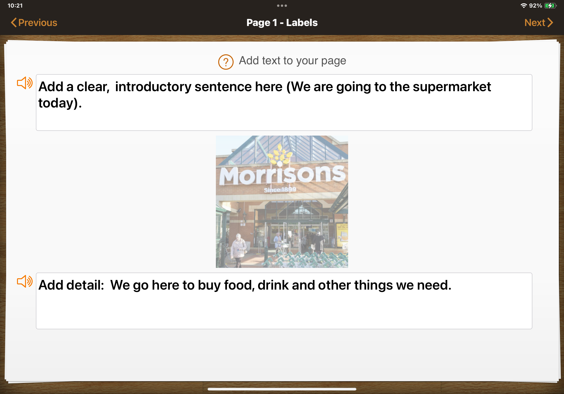 Screenshot from app matching numbered text in document.