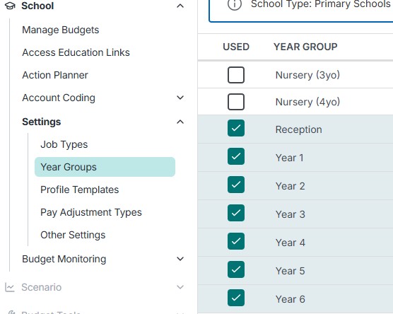 Access Year Groups Screen