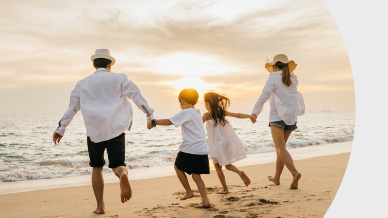 A family on a beach in Devon.