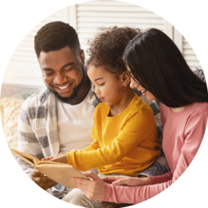 parents reading a book