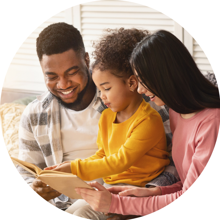 parents reading a book