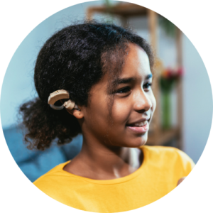 Young teenager with hearing impairment 