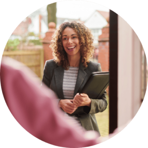 A social worker visits a client.