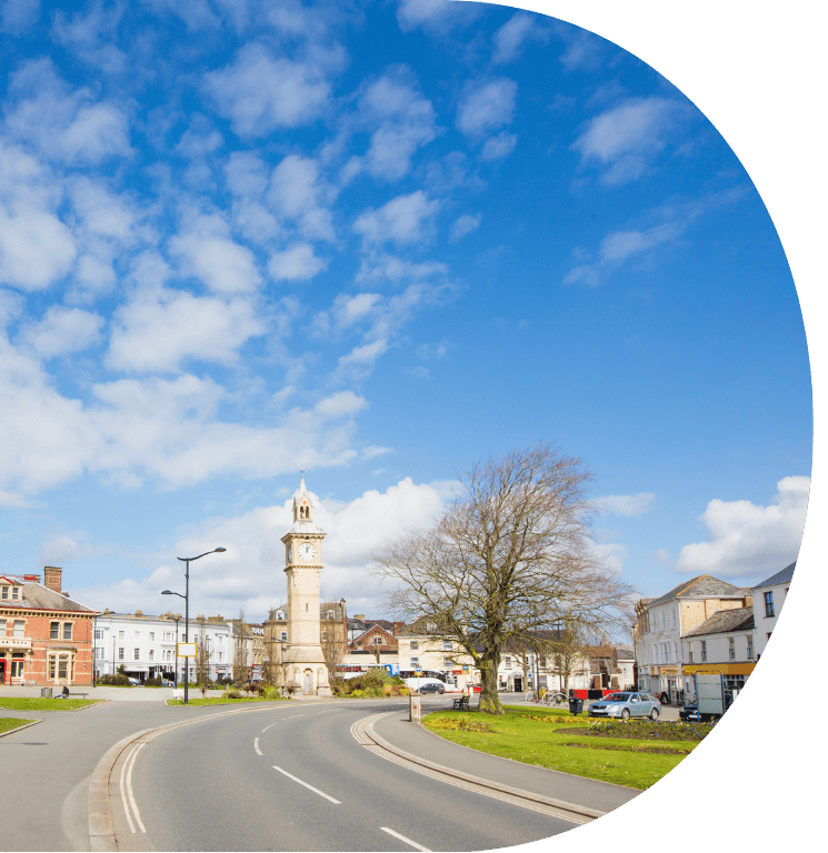 Picture of Barnstaple including the Albert Clock and Barnstaple Museum.