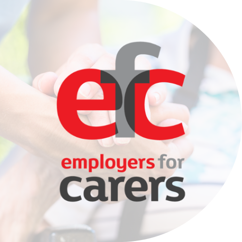 Image of people holding hand with the employers for carers logo on top