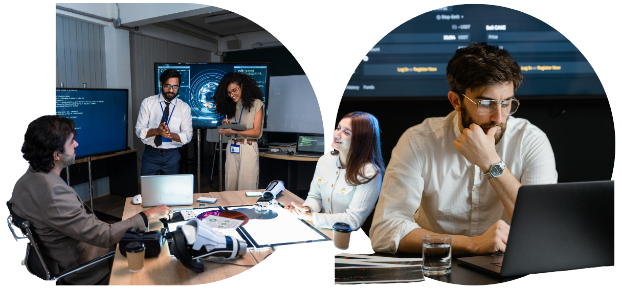 d and o image of people using AI
